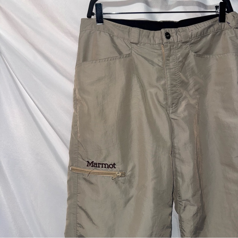 Vintage Marmot Hiking Pants Multi Pocket Beige Polyester Nylon 32/32 Packable
